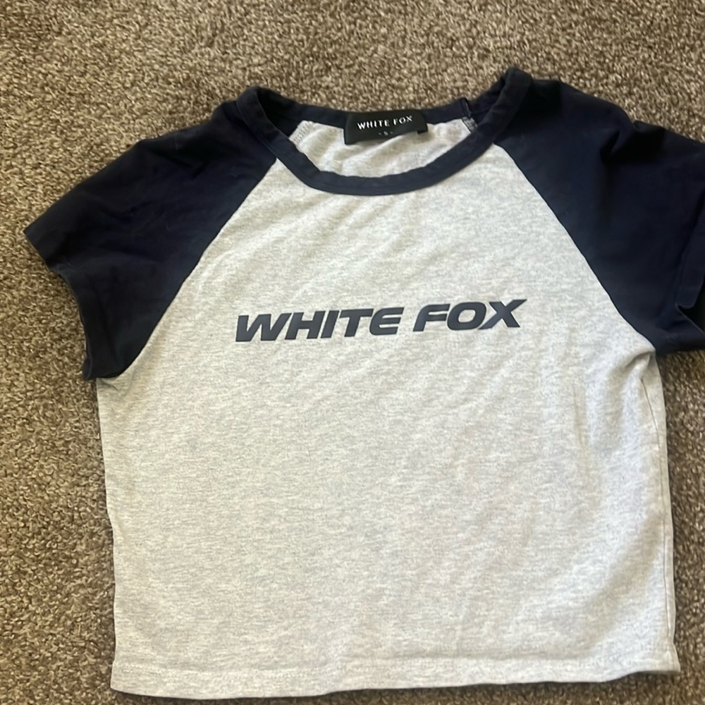 White Fox Boutique Navy and Gray Pajama Top